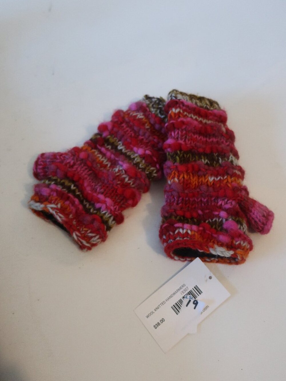 NWT Womens Tina Demel Pink, Red, Brown Wool Knitted Handwarmers